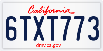 CA license plate 6TXT773