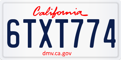 CA license plate 6TXT774