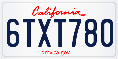 CA license plate 6TXT780