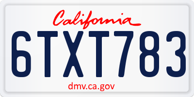 CA license plate 6TXT783