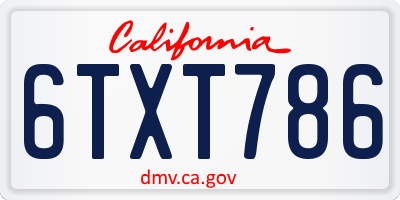 CA license plate 6TXT786
