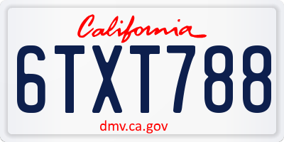 CA license plate 6TXT788