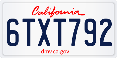 CA license plate 6TXT792