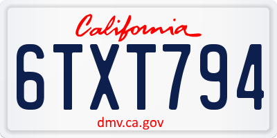 CA license plate 6TXT794
