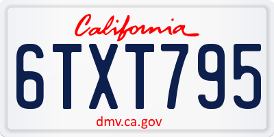 CA license plate 6TXT795