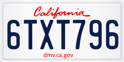 CA license plate 6TXT796