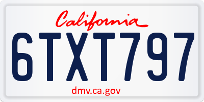 CA license plate 6TXT797