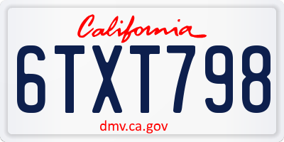CA license plate 6TXT798