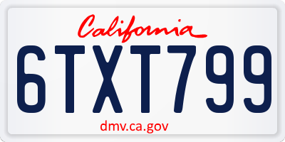 CA license plate 6TXT799