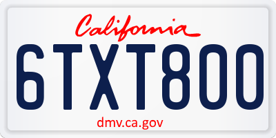 CA license plate 6TXT800