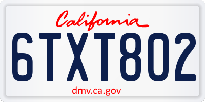 CA license plate 6TXT802