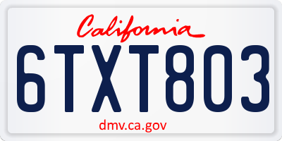 CA license plate 6TXT803
