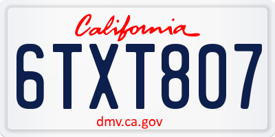CA license plate 6TXT807