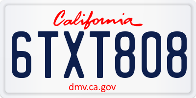 CA license plate 6TXT808