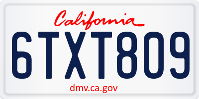 CA license plate 6TXT809