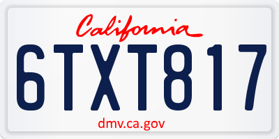 CA license plate 6TXT817