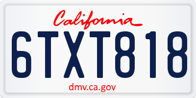 CA license plate 6TXT818