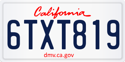 CA license plate 6TXT819