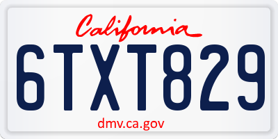 CA license plate 6TXT829