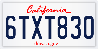 CA license plate 6TXT830
