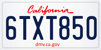 CA license plate 6TXT850