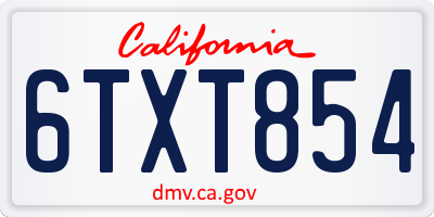 CA license plate 6TXT854