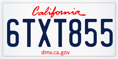 CA license plate 6TXT855