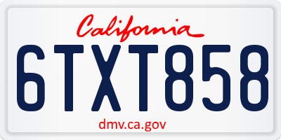 CA license plate 6TXT858