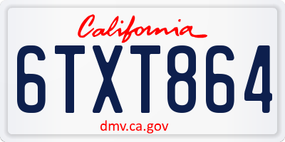 CA license plate 6TXT864