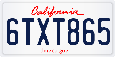 CA license plate 6TXT865