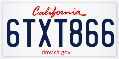 CA license plate 6TXT866