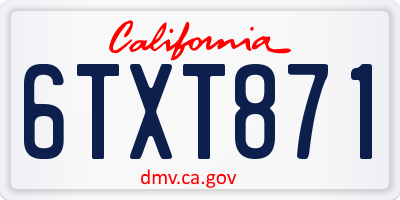 CA license plate 6TXT871