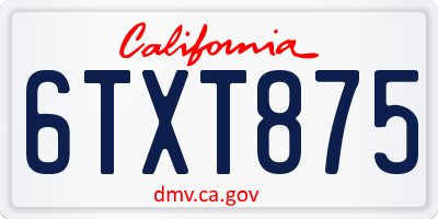 CA license plate 6TXT875