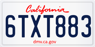 CA license plate 6TXT883