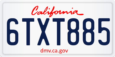 CA license plate 6TXT885