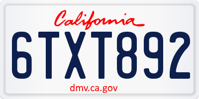 CA license plate 6TXT892