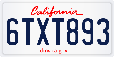 CA license plate 6TXT893