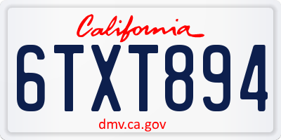CA license plate 6TXT894