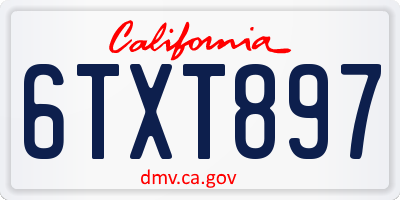 CA license plate 6TXT897