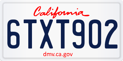 CA license plate 6TXT902