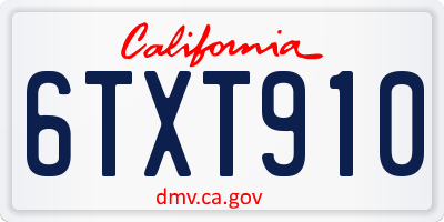 CA license plate 6TXT910