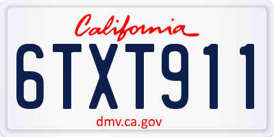 CA license plate 6TXT911