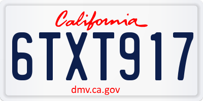 CA license plate 6TXT917