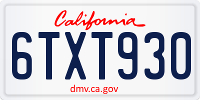 CA license plate 6TXT930