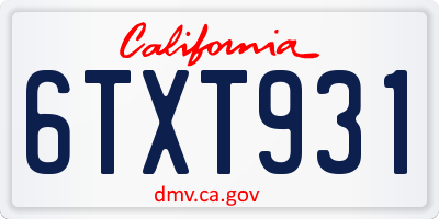 CA license plate 6TXT931