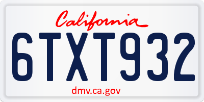 CA license plate 6TXT932