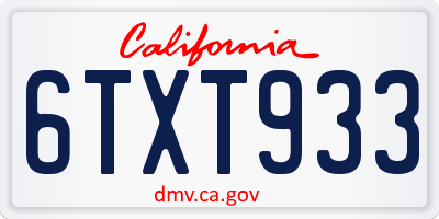 CA license plate 6TXT933