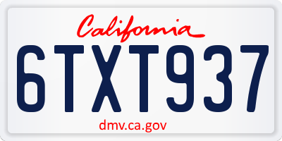 CA license plate 6TXT937
