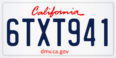 CA license plate 6TXT941