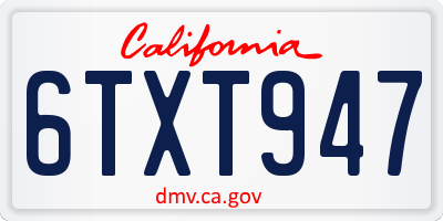 CA license plate 6TXT947